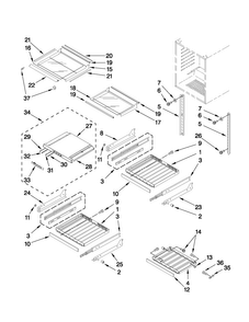 Shelf Parts Diagram and Parts List for JUB248LYRP00  Jenn-Air Wine and Beverage Cooler