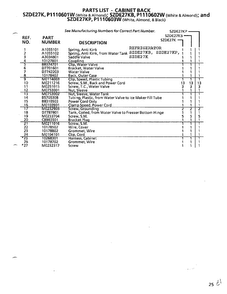 Cabinet Back Page 2 Diagram and Parts List for SZDE27KB  Amana Refrigerator
