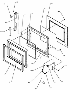 Door Assembly Diagram and Parts List for RWG322T1 P1170210MZ Amana Microwave