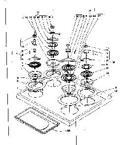 Cook Top Section Diagram and Parts List for 101919582  Kenmore Range