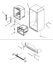 Interior Cabinet Diagram and Parts List for AFF2534FEW0  Amana Refrigerator