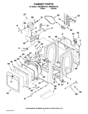 02 - CABINET PARTS Diagram and Parts List for YMEDB850YW0  Maytag Dryer