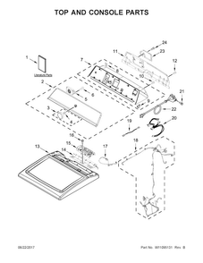 Top And Console Parts Diagram and Parts List for MGDB765FW0  Maytag Dryer
