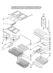 Shelf Parts Diagram and Parts List for JFC2070KRW11  Jenn-Air Refrigerator