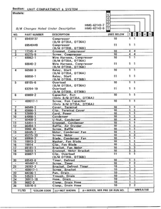 Unit Compartment And System Diagram and Parts List for 62143-0A  Admiral Refrigerator