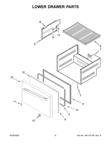 Lower Drawer Parts Diagram and Parts List for JUCFP242HM12  Jenn-Air Refrigerator