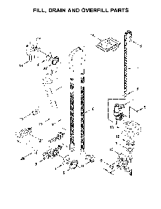Fill, Drain And Overfill Parts Diagram and Parts List for 66514719N710  Kenmore Dishwasher