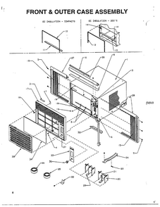 Front And Outer Case Diagram and Parts List for P1200801R  Amana Air Conditioner