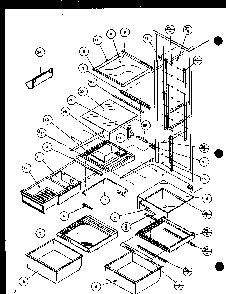 Refrigerator Shelving And Drawers Diagram and Parts List for SLD25MBG-P1121103WG  Amana Refrigerator