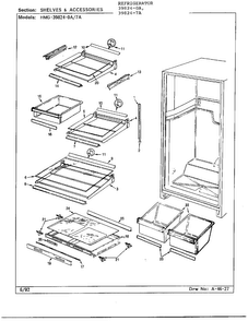 Shelves And Accessories Diagram and Parts List for 39824-7A  Admiral Refrigerator