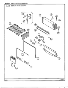 Freezer Compartment Diagram and Parts List for HMG211470  Admiral Refrigerator
