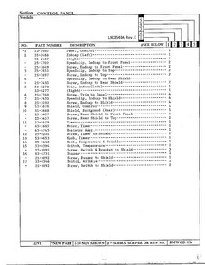 Control Panel Page 3 Diagram and Parts List for 8540A REV E Norge Dryer