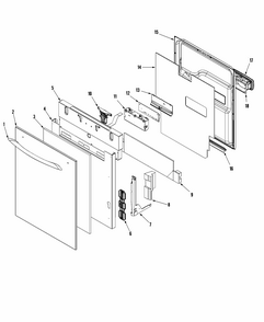 Control Panel & Door Diagram and Parts List for MDB8951AWS10  Maytag Dishwasher