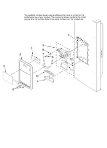 Dispenser Front Parts Diagram and Parts List for MFI2569VEB0  Maytag Refrigerator
