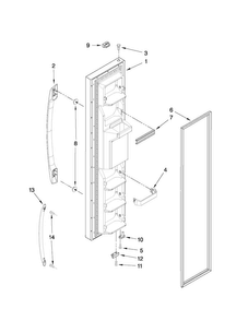 Freezer Door Parts Diagram and Parts List for ASD2522WRW04  Amana Refrigerator