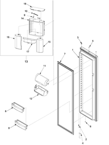 Refrigerator Door Diagram and Parts List for ARS8265BB-PARS8265BB01  Amana Refrigerator