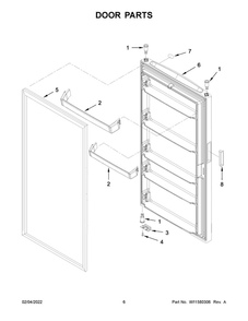 Door Parts Diagram and Parts List for AZF33X20DW06  Amana Freezer