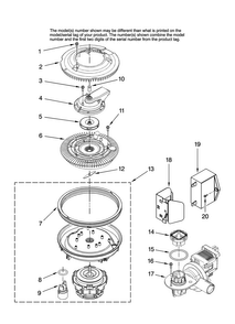 Pump And Motor Parts Diagram and Parts List for ADB2500AWB46  Amana Dishwasher