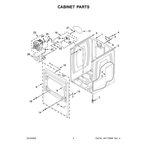 Cabinet Parts Diagram and Parts List for MED6230HC4  Maytag Dryer