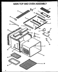 Main Top And Oven Assembly Diagram and Parts List for XST209-2W P1133345NW Amana Range