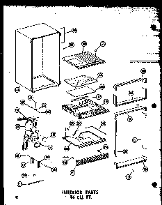 Interior Parts 16 Cu. Ft. Diagram and Parts List for T16N-C-P60236-42WC  Amana Refrigerator