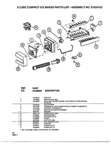 8 Cube Compact Ice Maker Diagram and Parts List for SQD25MB3  Amana Refrigerator