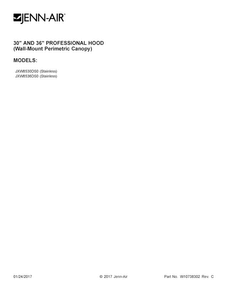 Cover Sheet Diagram and Parts List for JXW8530DS0  Jenn-Air Range Hood