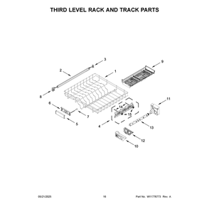 Third Level Rack And Track Parts Diagram and Parts List for MDTS7024SZ0  Maytag Dishwasher