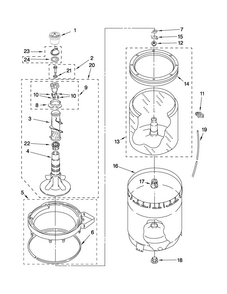 Agitator, Basket And Tub Parts Diagram and Parts List for 3UMTW5755TW1  Maytag Washer