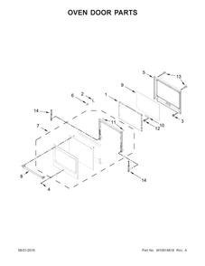 Oven Door Parts Diagram and Parts List for MEW9527FZ01  Maytag Wall Oven