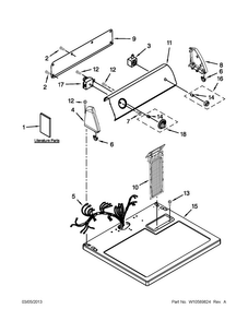 Top And Console Parts Diagram and Parts List for 4GNED4400YQ1  Amana Dryer