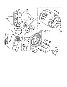Bulkhead Parts Diagram and Parts List for 4KAED4475TQ1  Admiral Dryer