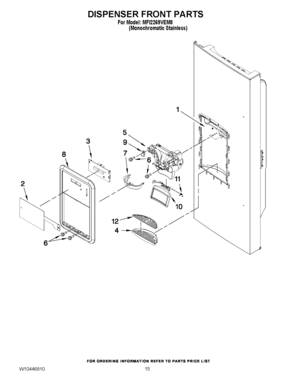 08 - DISPENSER FRONT PARTS Diagram and Parts List for MFI2269VEM8  Maytag Refrigerator