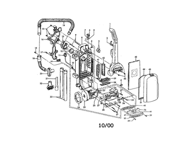 Main Body Assembly Diagram and Parts List for U5469-910  Hoover Upright Vacuum