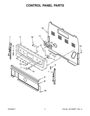 03 - Control Panel Parts Diagram and Parts List for 4KMER7685ES1  Maytag Range