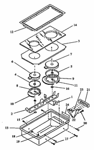 Cooktop (cc13e/p1155203) (cc13w/p1155204) Diagram and Parts List for CC1W-P1155202  Amana Range