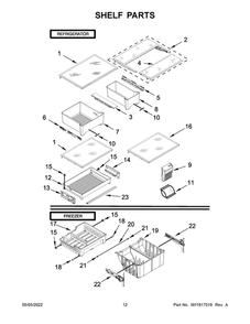 Shelf Parts Diagram and Parts List for MFF2055FRZ03  Maytag Refrigerator
