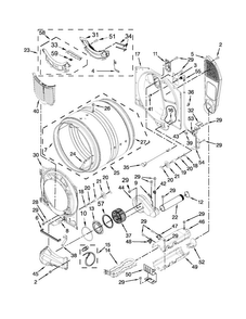 Bulkhead Parts Diagram and Parts List for MED7000XR1  Maytag Dryer