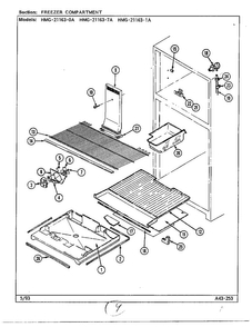 Freezer Compartment Diagram and Parts List for 21163-0A  Admiral Refrigerator