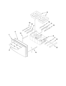 Freezer Door Parts Diagram and Parts List for MFI2569VEM2  Maytag Refrigerator