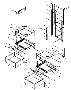 Refrigerator Shelving And Drawers Diagram and Parts List for SXD25AL-P1162436WL  Amana Refrigerator