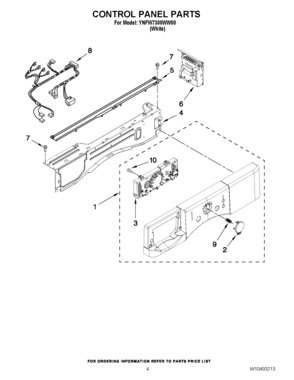 03 - CONTROL PANEL PARTS Diagram and Parts List for YNFW7300WW00  Maytag Washer