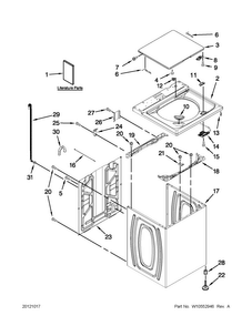 Top And Cabinet Parts Diagram and Parts List for 3LMVWC400YW1  Maytag Washer