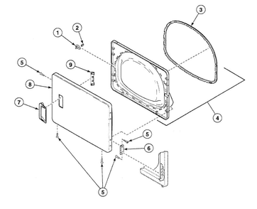 Door Assy Diagram and Parts List for SSEX07QF  Speed Queen Dryer