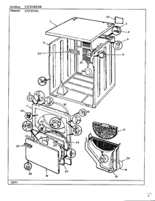 Exterior Diagram and Parts List for 8540A REV E Norge Dryer