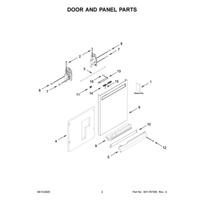 Door And Panel Parts Diagram and Parts List for MDFS3924RZ3  Maytag Dishwasher
