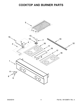 Cooktop And Burner Parts Diagram and Parts List for JGCP430HM00  Maytag Cooktop