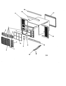 Outercase/curtains/front Assembly Diagram and Parts List for RC10190A1D REV B Amana Air Conditioner