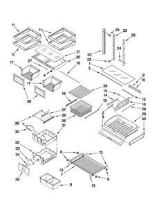 Shelf Parts Diagram and Parts List for JFC2290VEP1  Jenn-Air Refrigerator