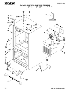 Cabinet Parts Diagram and Parts List for MFI2670XEM3  Maytag Refrigerator